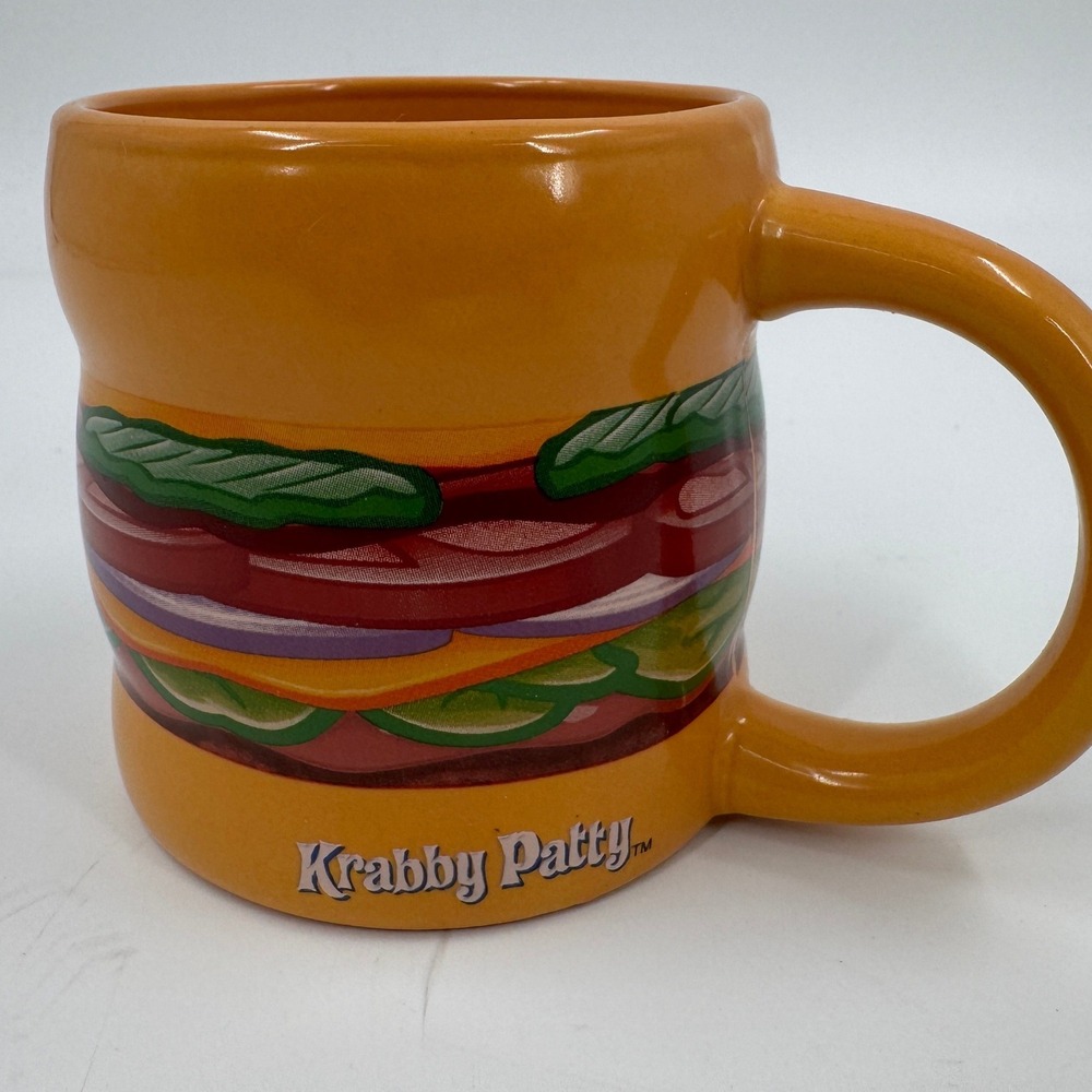 Nickelodeon Krabby Patty Mug Unisex OS Orange SpongeBob Burger Ceramic 2021